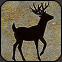 Stone mosaic silhouette deer.
